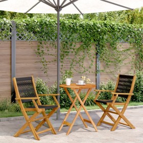 3-piece bistro set made of black polypropylene and solid wood by , Garden sets - Ref: Foro24-3281793, Price: 194,69 €, Discou...