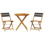 3-piece bistro set made of black polypropylene and solid wood by , Garden sets - Ref: Foro24-3281841, Price: 147,81 €, Discou...