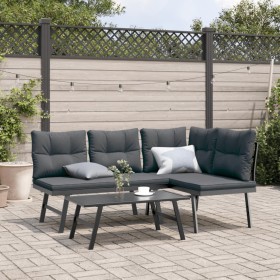 Garden bench cushions 2 pieces steel powder coated black by , garden benches - Ref: Foro24-4008105, Price: 232,99 €, Discount: %