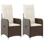 Reclining garden armchairs with brown cushions 2 units PE rattan by , Garden chairs - Ref: Foro24-365686, Price: 264,14 €, Di...