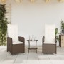 Reclining garden armchairs with brown cushions 2 units PE rattan by , Garden chairs - Ref: Foro24-365686, Price: 264,14 €, Di...