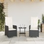 Reclining garden chairs with table 2 pcs black PE rattan by , Garden chairs - Ref: Foro24-365690, Price: 261,97 €, Discount: %