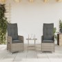 Reclining garden chairs with table 2 pcs gray PE rattan by , Garden chairs - Ref: Foro24-365692, Price: 266,21 €, Discount: %