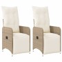 Garden reclining armchairs with beige cushions 2 units PE rattan by , Garden chairs - Ref: Foro24-365703, Price: 287,17 €, Di...