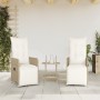 Garden reclining armchairs with table 2 units PE beige rattan by , Garden chairs - Ref: Foro24-365708, Price: 287,54 €, Disco...