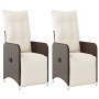 Reclining garden armchairs with brown cushions 2 units PE rattan by , Garden chairs - Ref: Foro24-365701, Price: 276,70 €, Di...