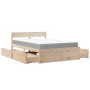 Bed with drawers and solid pine wood mattress 140x190 cm by , Beds and slatted bases - Ref: Foro24-3281910, Price: 472,67 €, ...