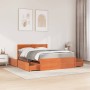 Bed with drawers and pine wood mattress, brown wax, 140x190 cm. by , Beds and slatted bases - Ref: Foro24-3281912, Price: 545...