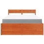 Bed with drawers and pine wood mattress, brown wax, 140x190 cm. by , Beds and slatted bases - Ref: Foro24-3281912, Price: 545...