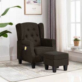 Sillón de masaje con reposapiés tela marrón oscuro de vidaXL, Sillones de masaje eléctricos - Ref: Foro24-320166, Precio: 252...