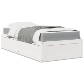 Bed with solid white pine wood mattress 90x200 cm by , Beds and slatted bases - Ref: Foro24-3281944, Price: 275,52 €, Discoun...