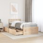 Cama con cajones y colchón madera maciza pino blanco 90x190 cm de , Camas y somieres - Ref: Foro24-3281919, Precio: 330,45 €,...