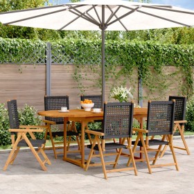 Garten-Essgruppe 7-teilig aus PE-Rattan und Akazienholz in Schwarz. von , Gartensets - Ref: Foro24-3281718, Preis: 741,77 €, ...