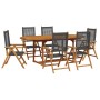 7-piece garden dining set made of black PE rattan and acacia wood by , Garden sets - Ref: Foro24-3281718, Price: 741,39 €, Di...