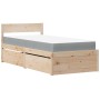 Bed with drawers and solid pine wood mattress 100x200 cm by , Beds and slatted bases - Ref: Foro24-3281904, Price: 331,96 €, ...