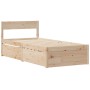 Bed with drawers and solid pine wood mattress 100x200 cm by , Beds and slatted bases - Ref: Foro24-3281904, Price: 331,96 €, ...