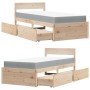 Bed with drawers and solid pine wood mattress 100x200 cm by , Beds and slatted bases - Ref: Foro24-3281904, Price: 331,96 €, ...