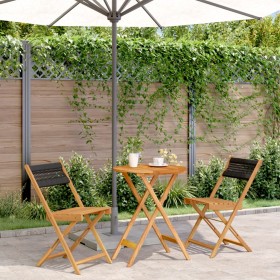 3-piece bistro set made of black polypropylene and solid wood by , Garden sets - Ref: Foro24-3281745, Price: 140,19 €, Discou...