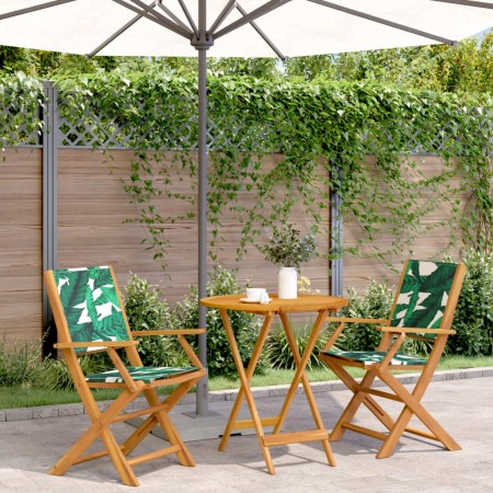 3-piece bistro set, fabric, solid wood, leaf print by , Garden sets - Ref: Foro24-3281860, Price: 179,71 €, Discount: %