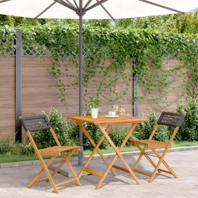 3-piece PE rattan and solid black wood bistro set by , Garden sets - Ref: Foro24-3281862, Price: 157,03 €, Discount: %