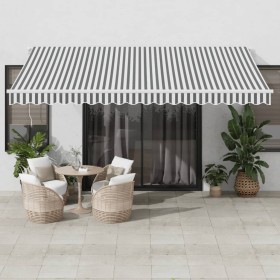 Toldo retráctil manual con LED antracita y blanco 450x300 cm de , Toldos - Ref: Foro24-3215786, Precio: 366,99 €, Descuento: %