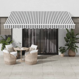 Manual retractable awning with LED light in anthracite and white 400x300cm. by , Awnings - Ref: Foro24-3215784, Price: 367,79...