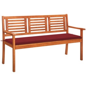 Solid eucalyptus wood 3-seater garden bench with cushion, 150 cm by , garden benches - Ref: Foro24-3061005, Price: 197,65 €, ...