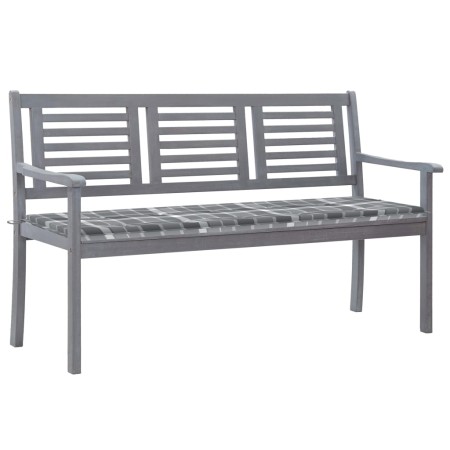 Banco de jardín 3 plazas madera eucalipto gris y cojín 150 cm de , Bancos de jardín - Ref: Foro24-3061064, Precio: 209,95 €, ...