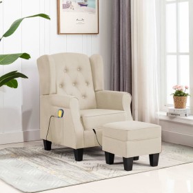 Sillón de masaje con reposapiés tela crema de vidaXL, Sillones de masaje eléctricos - Ref: Foro24-320170, Precio: 288,99 €, D...