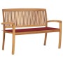 Stackable teak wood garden bench with cushion, 128.5 cm by , garden benches - Ref: Foro24-3063288, Price: 185,51 €, Discount: %