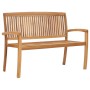 Stackable teak wood garden bench with cushion, 128.5 cm by , garden benches - Ref: Foro24-3063288, Price: 185,51 €, Discount: %