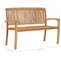 Stackable teak wood garden bench with cushion, 128.5 cm by , garden benches - Ref: Foro24-3063288, Price: 185,51 €, Discount: %