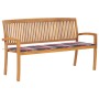 Stackable garden bench with solid teak wood cushion 159 cm by , garden benches - Ref: Foro24-3063319, Price: 249,96 €, Discou...