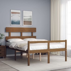 Cama para personas mayores cabecero madera maciza marrón miel de vidaXL, Camas y somieres - Ref: Foro24-3195329, Precio: 151,...