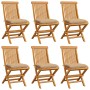 Garden chairs 6 units with beige cushions teak wood by , Garden chairs - Ref: Foro24-3065608, Price: 389,98 €, Discount: %