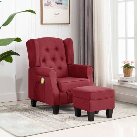 Sillón de masaje con reposapiés tela rojo tinto de vidaXL, Sillones de masaje eléctricos - Ref: Foro24-320164, Precio: 286,99...