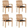 Stackable garden chairs, set of 4, made of teak wood with cushions. by , Garden chairs - Ref: Foro24-3073217, Price: 486,99 €...