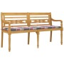 Batavia bank with red checkered pattern cushion teak wood 150 cm by , garden benches - Ref: Foro24-3100839, Price: 242,68 €, ...