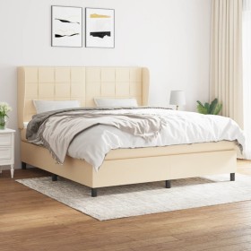 Box spring bed with cream-colored fabric mattress 180x200 cm by , Beds and slatted bases - Ref: Foro24-3127986, Price: 625,99...