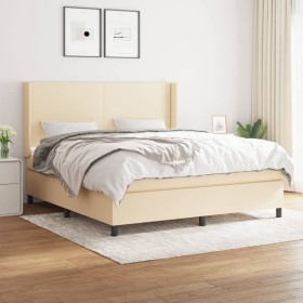 Cama box spring con colchón tela color crema 180x200 cm de , Camas y somieres - Ref: Foro24-3131294, Precio: 626,99 €, Descue...