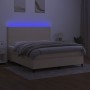 Box spring bed with mattress and LED lights, cream fabric, 180x200 cm. by , Beds and slatted bases - Ref: Foro24-3134738, Pri...