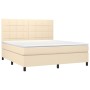 Boxspringbett mit cremefarbenem Stoffbezug und Matratze, 180x200 cm. von , Betten und Lattenroste - Ref: Foro24-3141798, Prei...