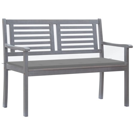 Banco de jardín 2 plazas madera eucalipto gris y cojín 120 cm de , Bancos de jardín - Ref: Foro24-3061024, Precio: 179,99 €, ...