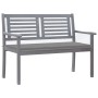 Banco de jardín 2 plazas madera eucalipto gris y cojín 120 cm de , Bancos de jardín - Ref: Foro24-3061024, Precio: 179,99 €, ...