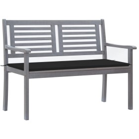 Banco de jardín 2 plazas madera eucalipto gris y cojín 120 cm de , Bancos de jardín - Ref: Foro24-3061030, Precio: 183,99 €, ...