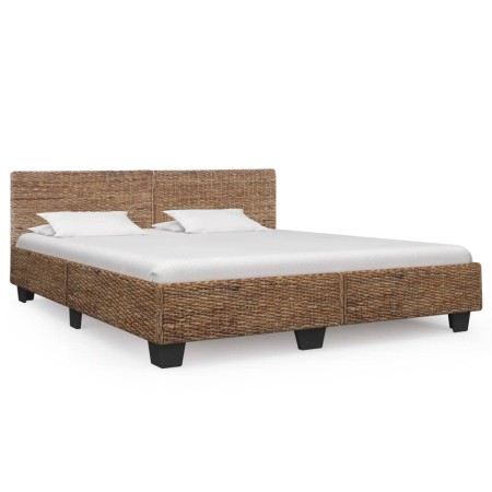 Estructura de cama ratán natural gris 180x200 cm de , Camas y somieres - Ref: Foro24-283096, Precio: 416,72 €, Descuento: %