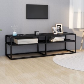 TV stand made of tempered glass in black marble color, measuring 140x40x40.5 cm. by , TV Furniture - Ref: Foro24-331717, Pric...