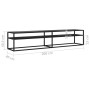 TV stand made of tempered glass in black marble color, 200x40x40.5 cm by , TV Furniture - Ref: Foro24-331729, Price: 133,60 €...