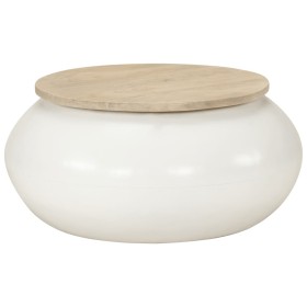 Mesa de centro de madera maciza de mango blanca 51x51x27 cm de , Mesas de centro - Ref: Foro24-352052, Precio: 146,99 €, Desc...