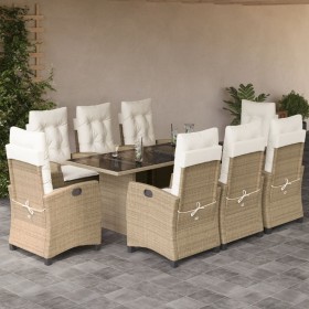 Set comedor de jardín 9 pzas con cojines ratán sintético beige de , Conjuntos de jardín - Ref: Foro24-3212694, Precio: 1,00 €...